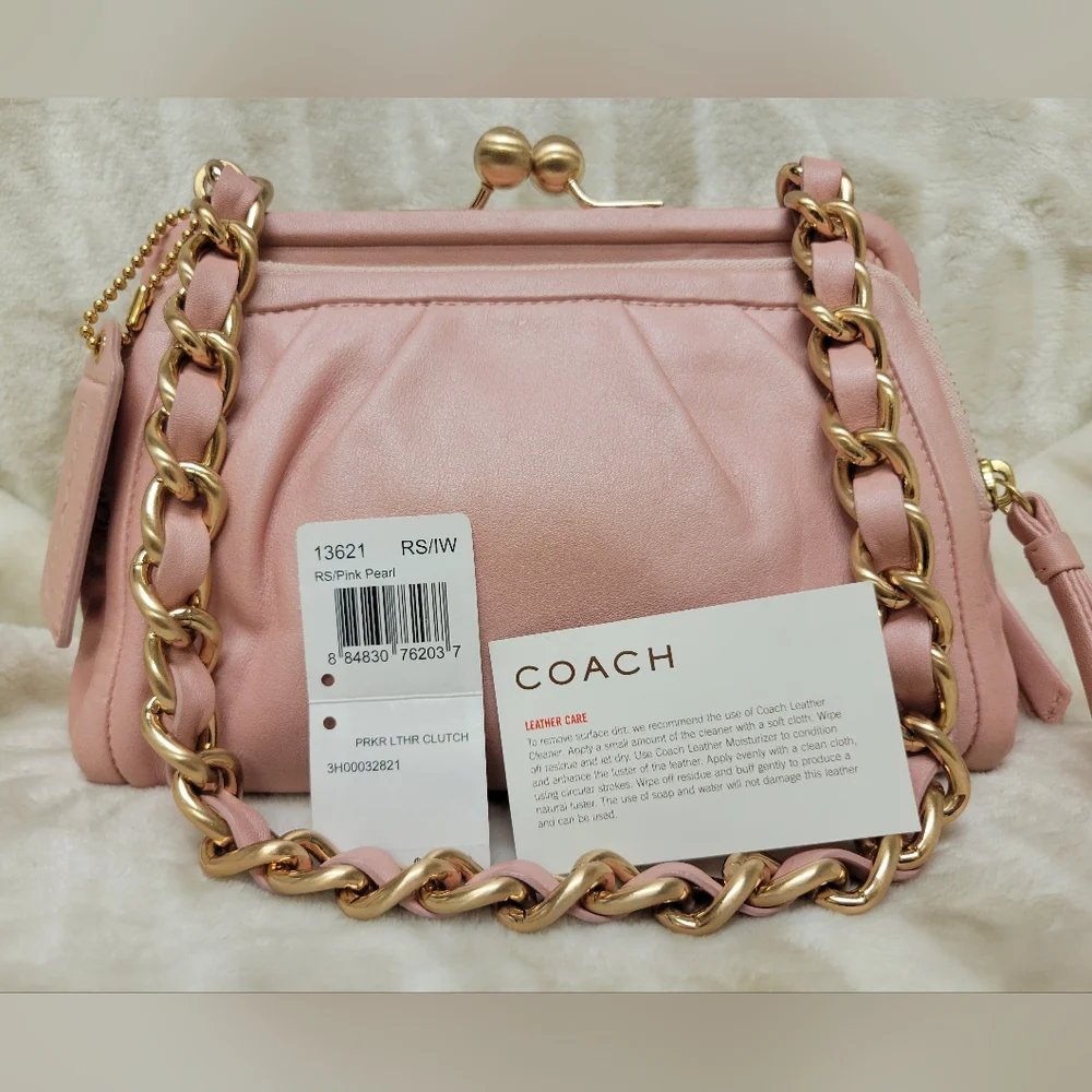 Coach | Bags | Coach Parker Pink Pearl Kisslock Bag 3621 | Poshmark